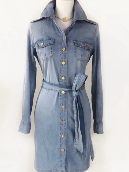 Tory Burch Dresses & Skirts - Tory Butch stretch Denim Shirt Dress with Belt